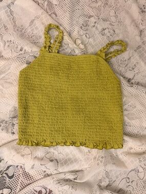 Women’s Smocked Ruffle Hem Camisole - green, small